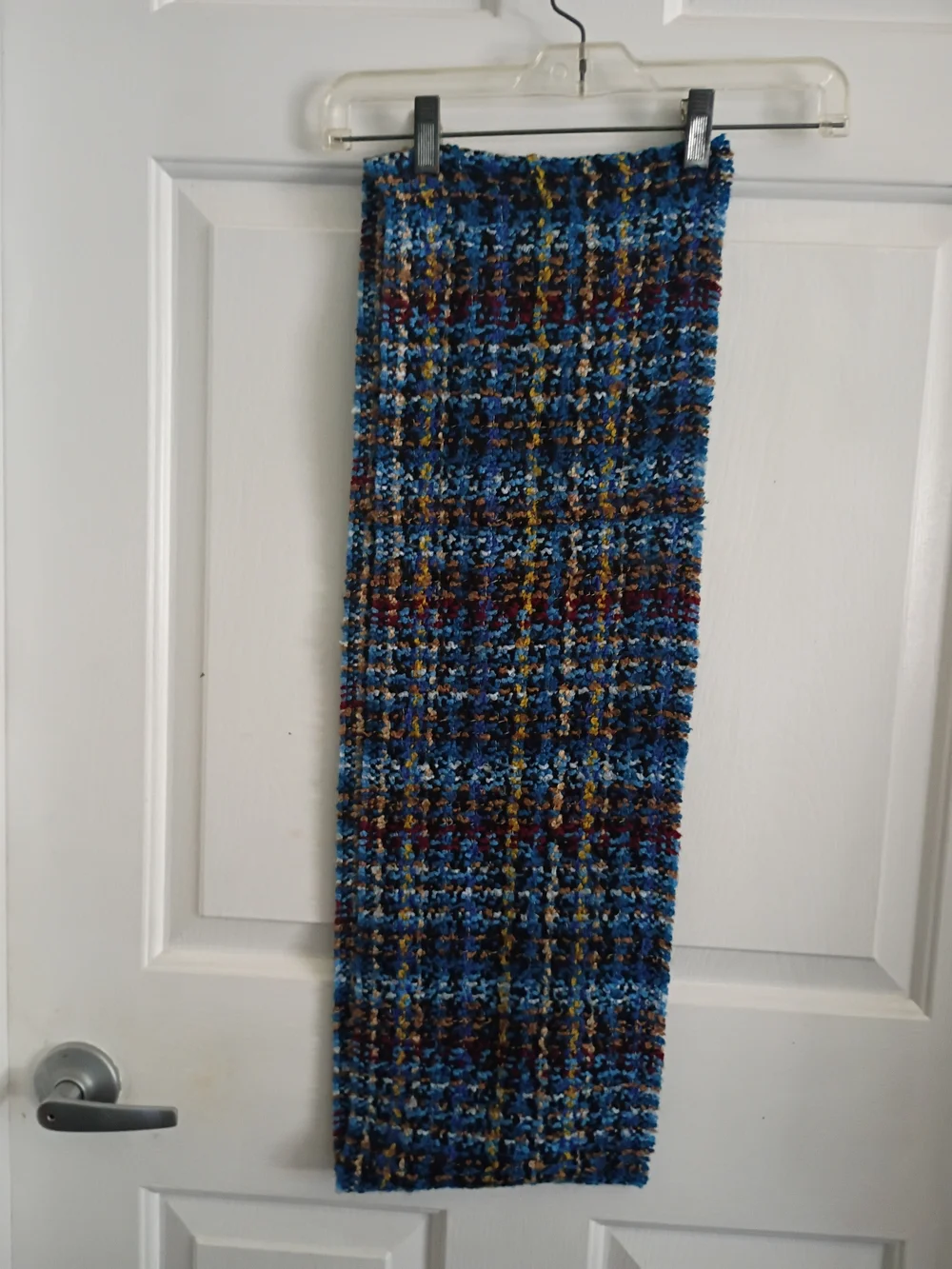 Multicolor Blue Textured Knit Infinity Scarf